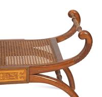 A Regency Style Mahogany and Marquetry Curule Bench