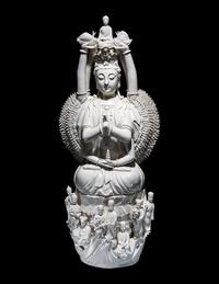 A Chinese Blanc-de-Chine Porcelain Figure of Guanyin