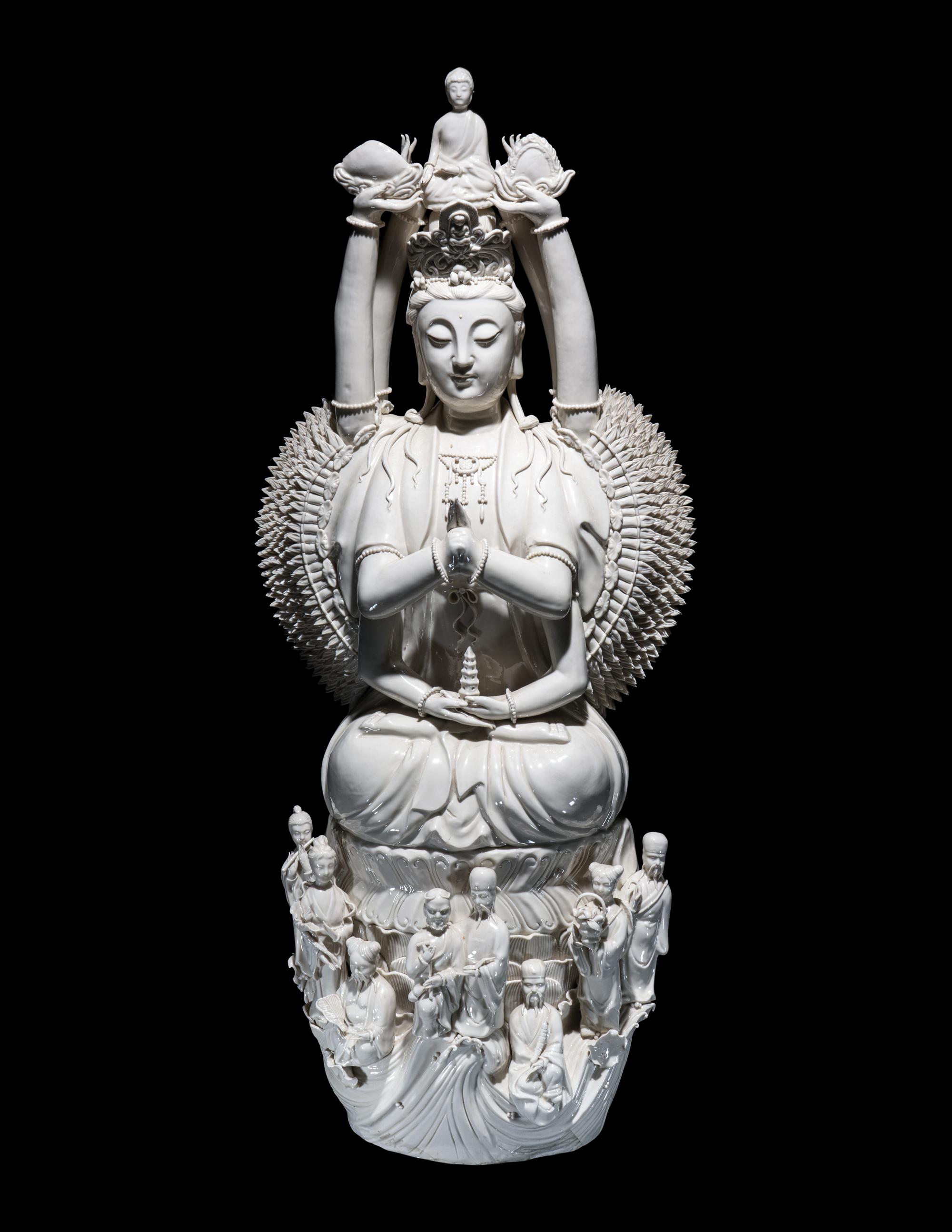 A Chinese Blanc-de-Chine Porcelain Figure of Guanyin