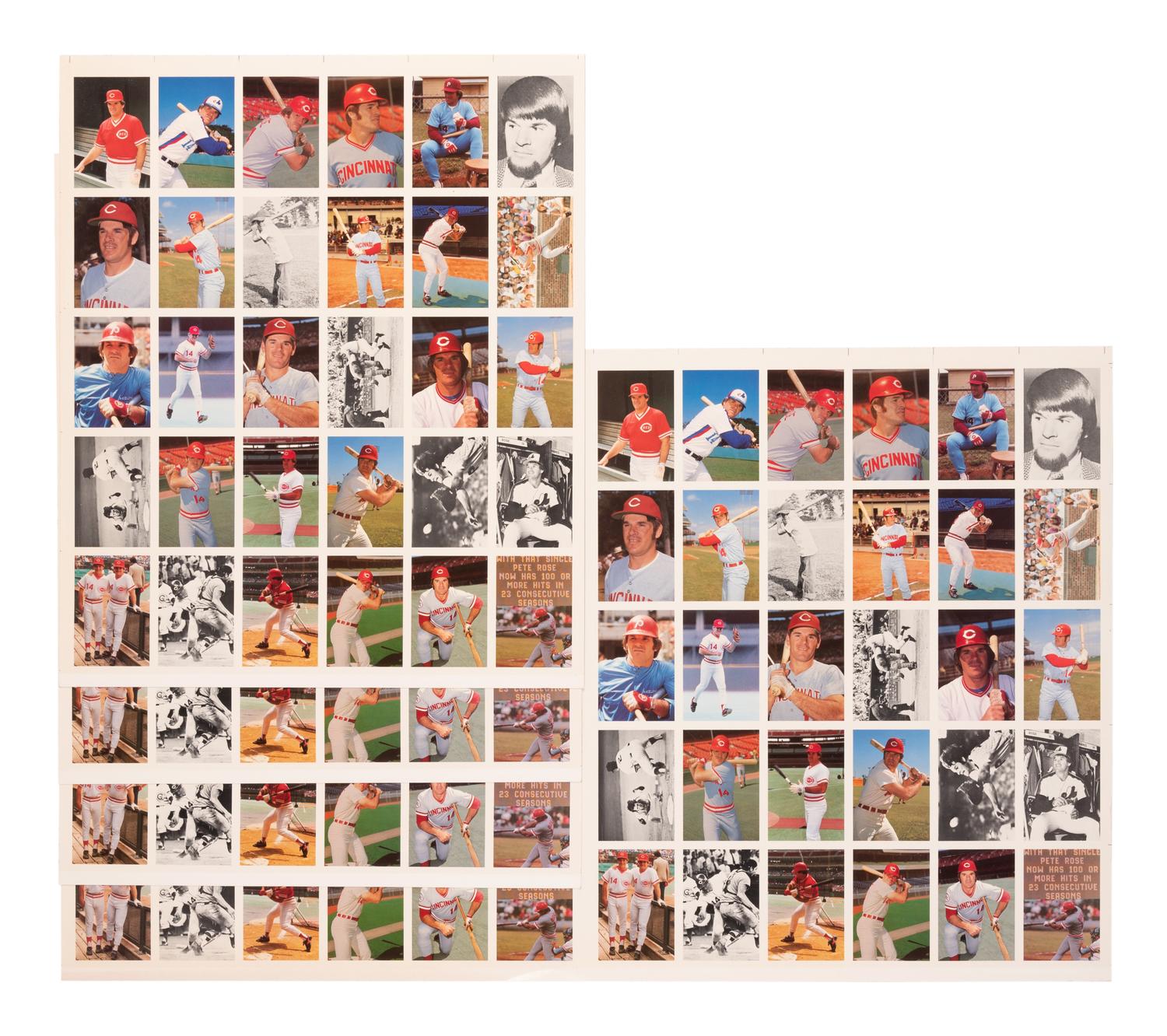A Group of Five Uncut Sheets of 1985 Pete Rose Baseball Cards
