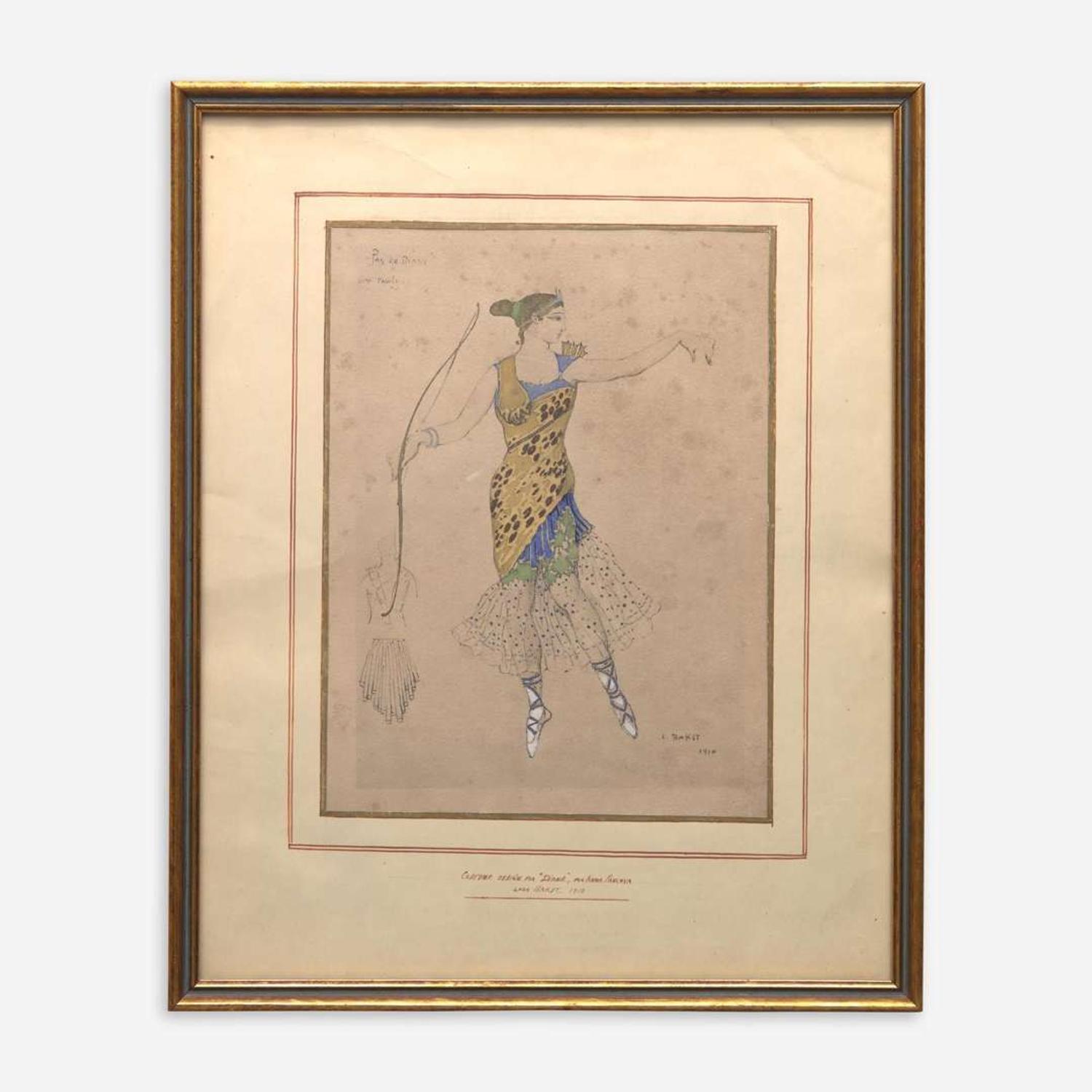 Leon Bakst (Russian, 1866–1924) Pas de Diane (Costume Design for 'Diane')