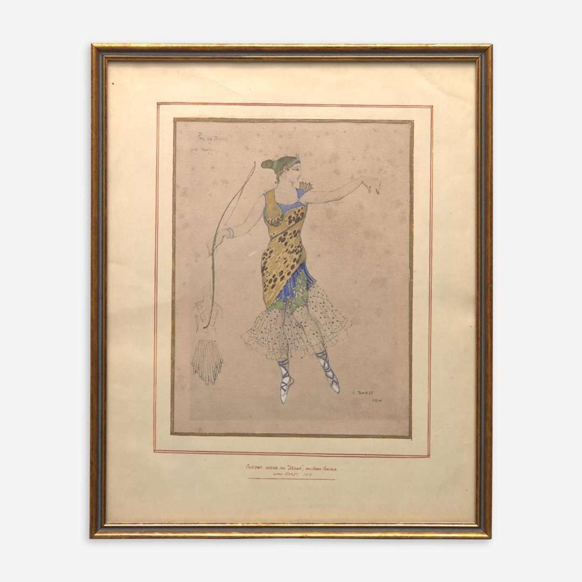 Leon Bakst (Russian, 1866–1924) Pas de Diane (Costume Design for 'Diane')