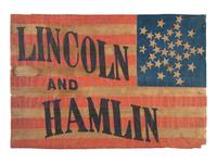 [LINCOLNIANA]. "Lincoln and Hamlin" parade flag. 1860.
