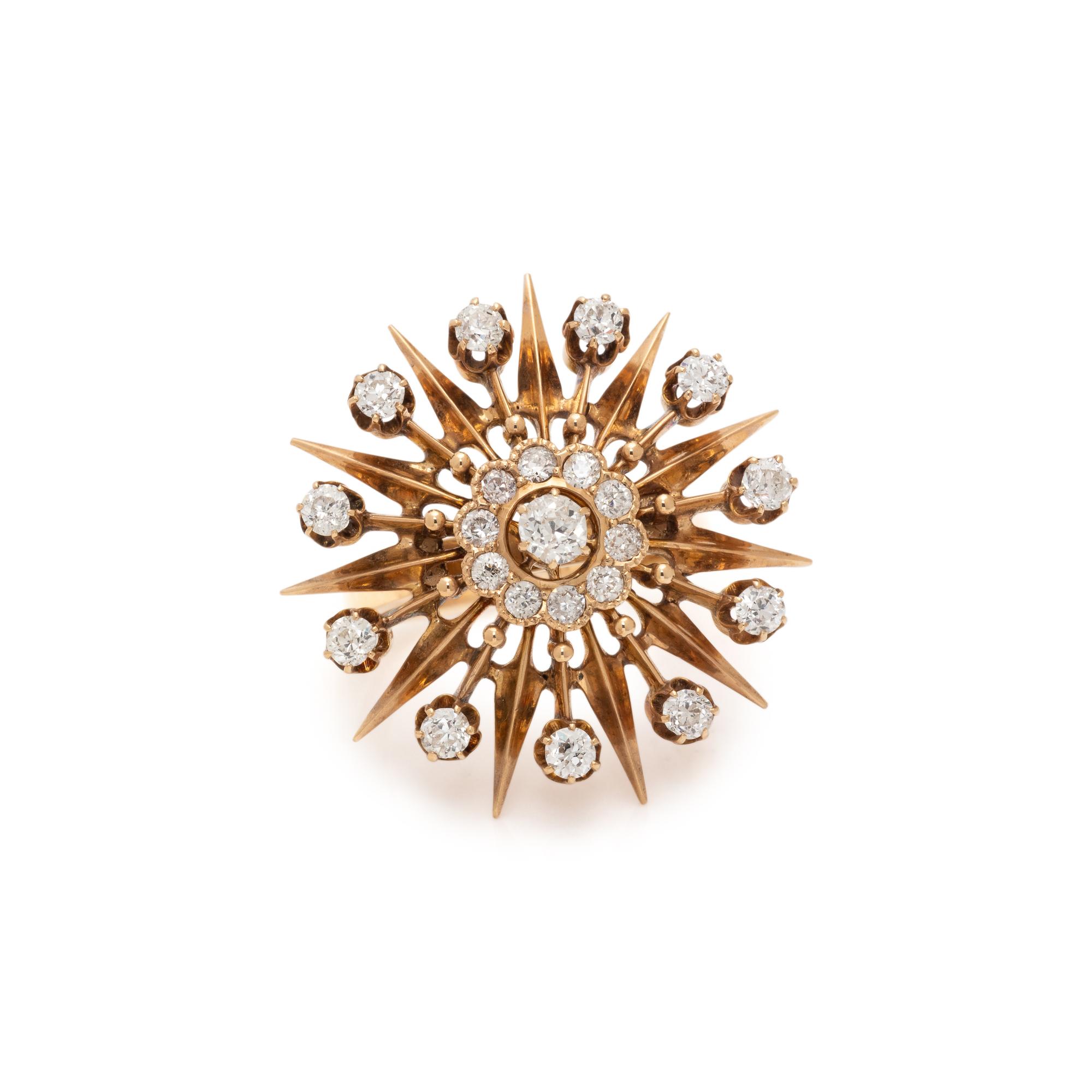 YELLOW GOLD AND DIAMOND STARBURST RING