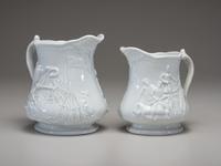 Two Millington, Astbury and Poulson White Glazed Molded Porcelain 'Colonel Elmer Ellsworth' Commemorative Pitchers