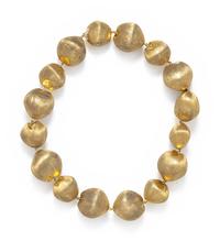 YELLOW GOLD BRUSHED HOLLOW BEAD CONVERTIBLE NECKLACE
