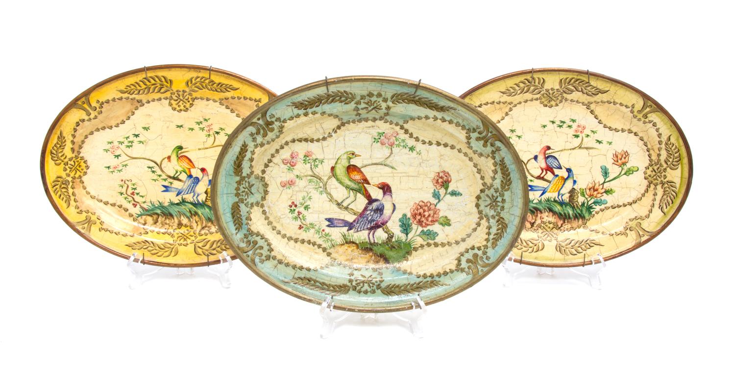 Three English Tole Trays Length 11 3/4 inches. — 20TH CENTURY
