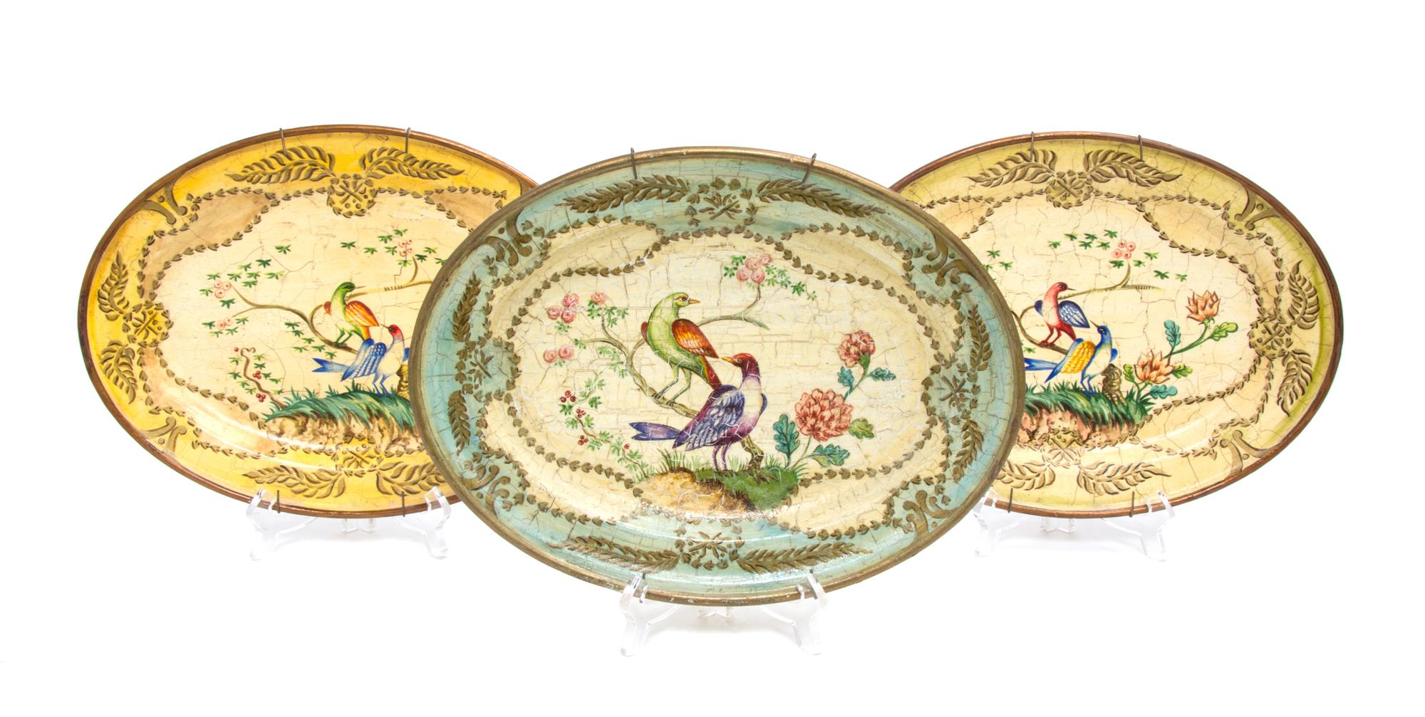 Three English Tole Trays Length 11 3/4 inches. — 20TH CENTURY
