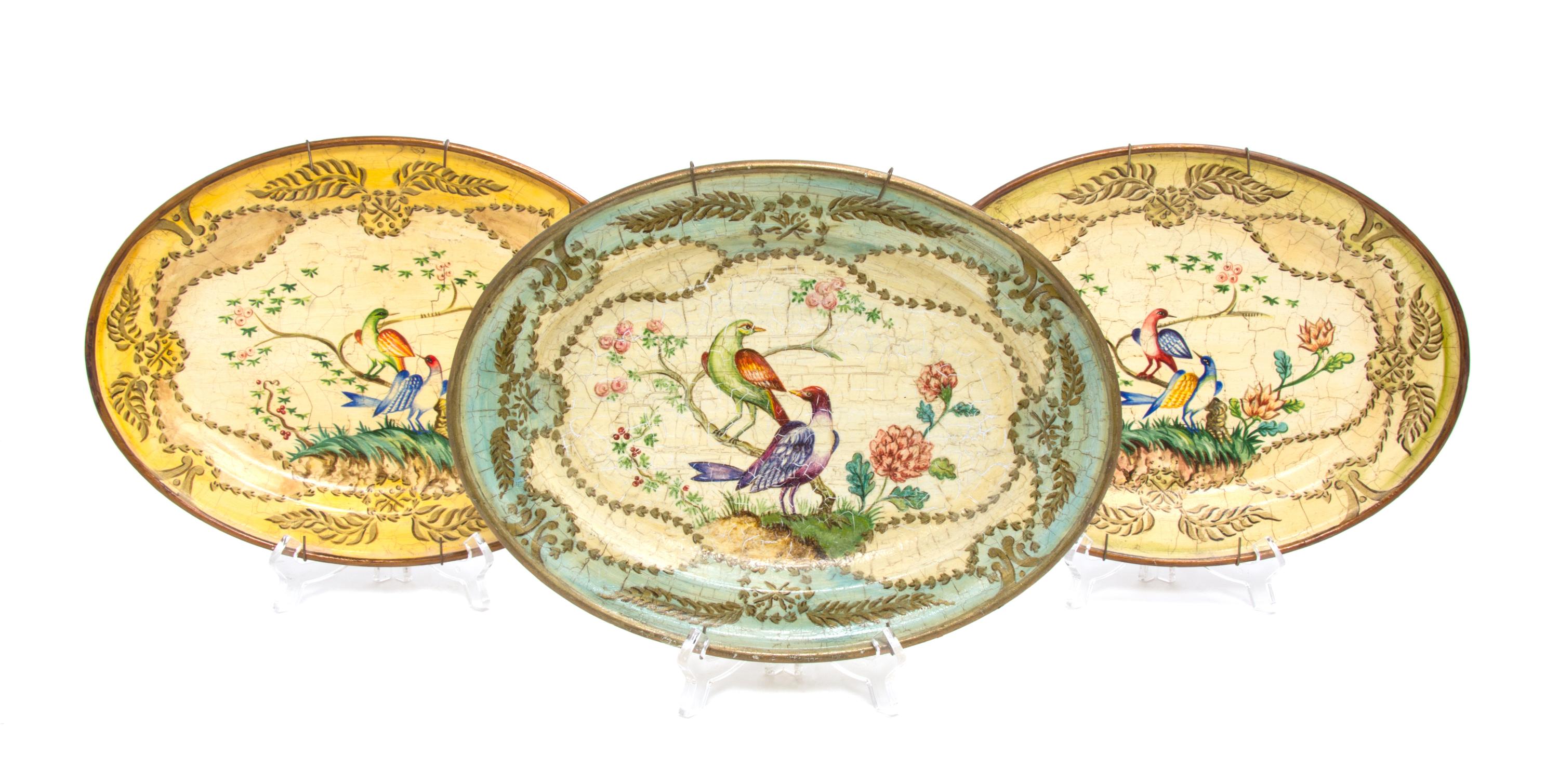 Three English Tole Trays Length 11 3/4 inches. — 20TH CENTURY