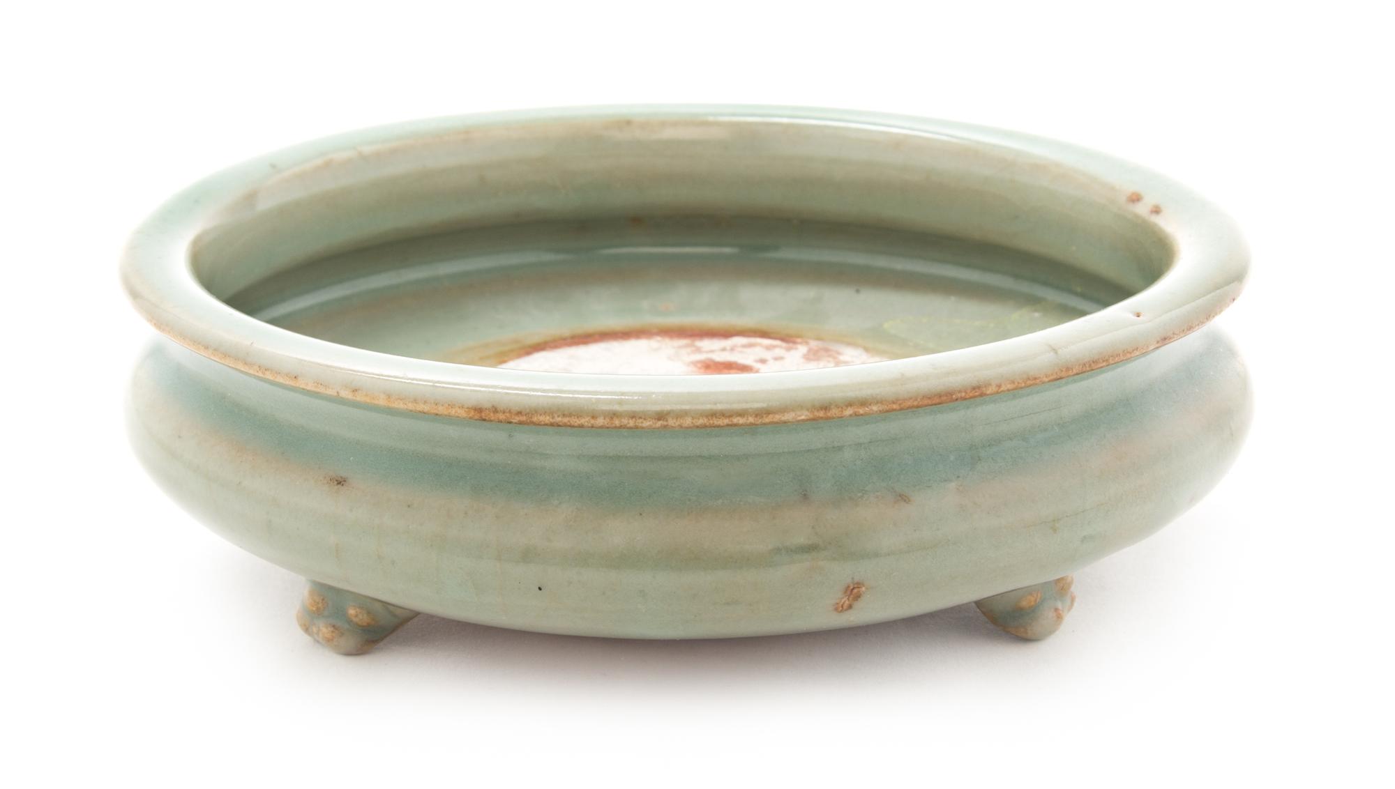 A Small Celadon Glazed Porcelain Incense Burner Diameter 5 3/4 inches.