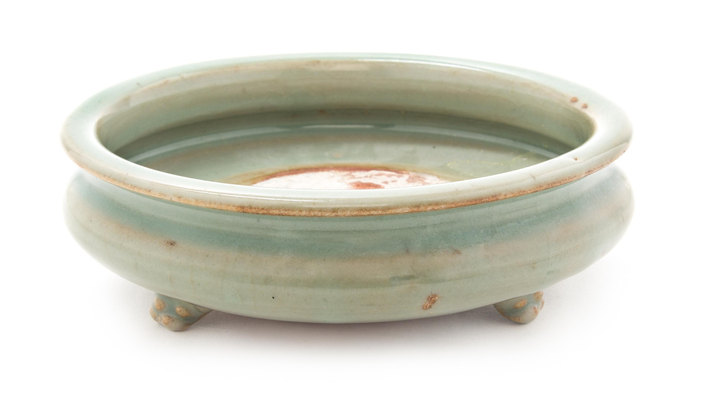 A Small Celadon Glazed Porcelain Incense Burner Diameter 5 3/4 inches.