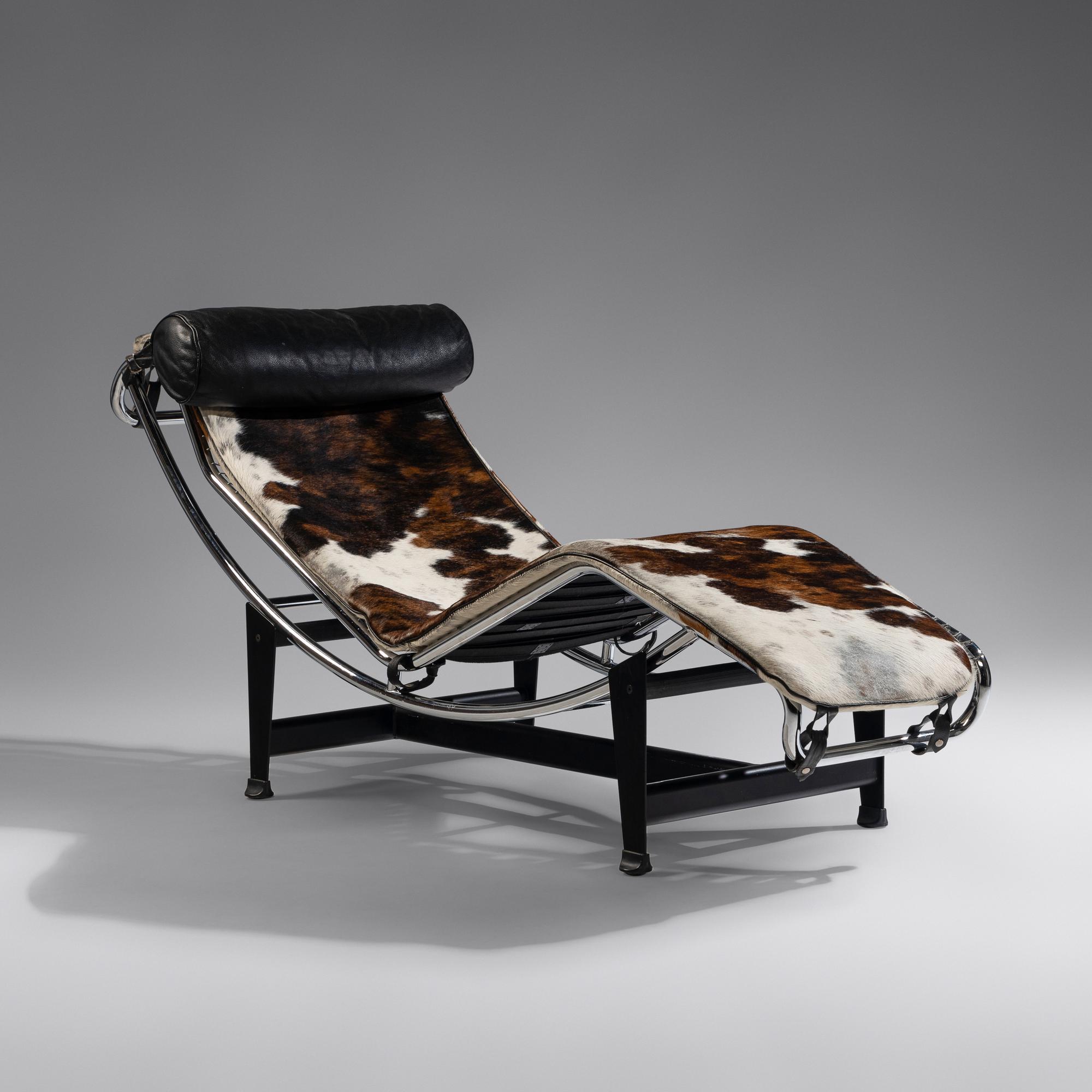 LC4 Style Adjustable Cowhide Chaise Lounge After Cassina, Italy