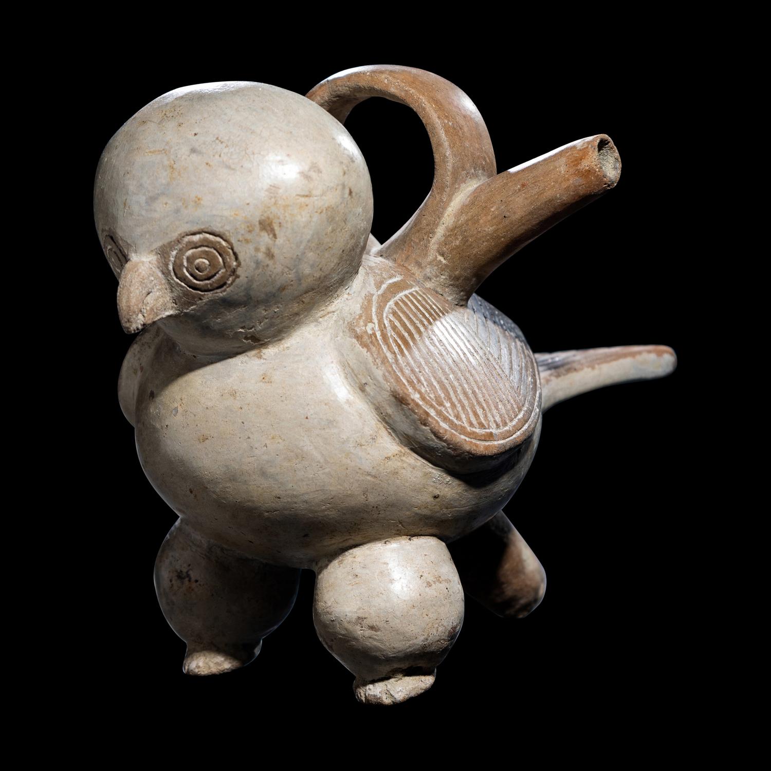A Calima Bichrome Bird Effigy Vessel
