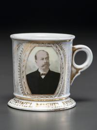 A Photographic Transfer Porcelain Shaving Mug Depicting Mexican Politician Coronel Miguel Ahumada