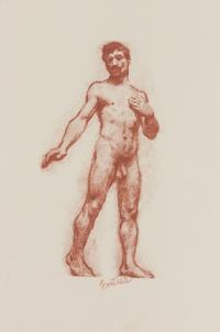 Gustav Goetsch, (American, 1877-1969), Four works: Figural Studies and Self-Portrait