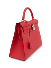 Red Hermès Epsom Leather Kelly 32 with Strap, 2014
