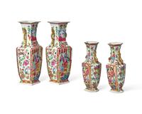 Four Chinese Export Porcelain Rose Medallion Vases