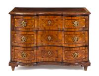 A Continental Walnut and Marquetry Commode
