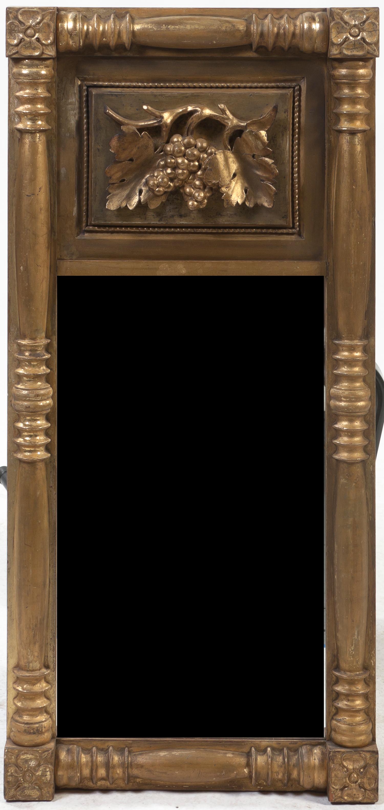 A Federal Style Giltwood Mirror, Height 36 x width 17 inches.