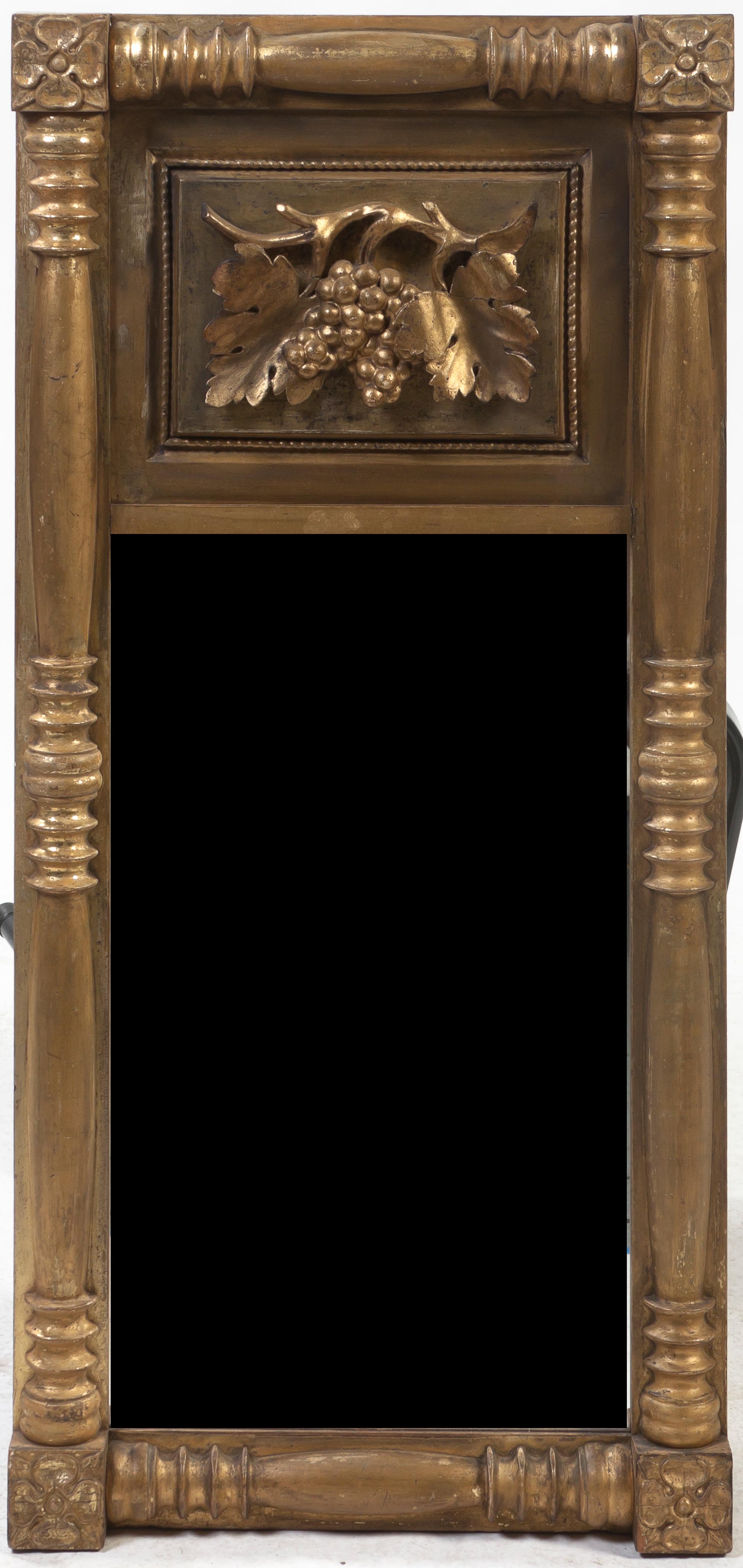 A Federal Style Giltwood Mirror, Height 36 x width 17 inches.