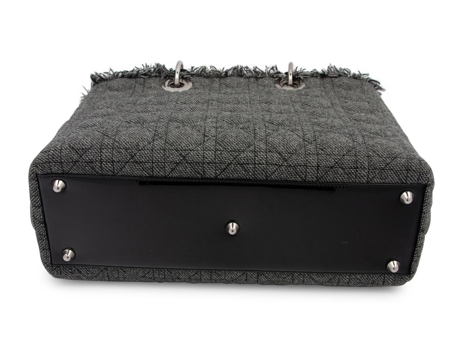 Christian Dior Gray Wool Cannage Medium Lady Dior Bag, 2011