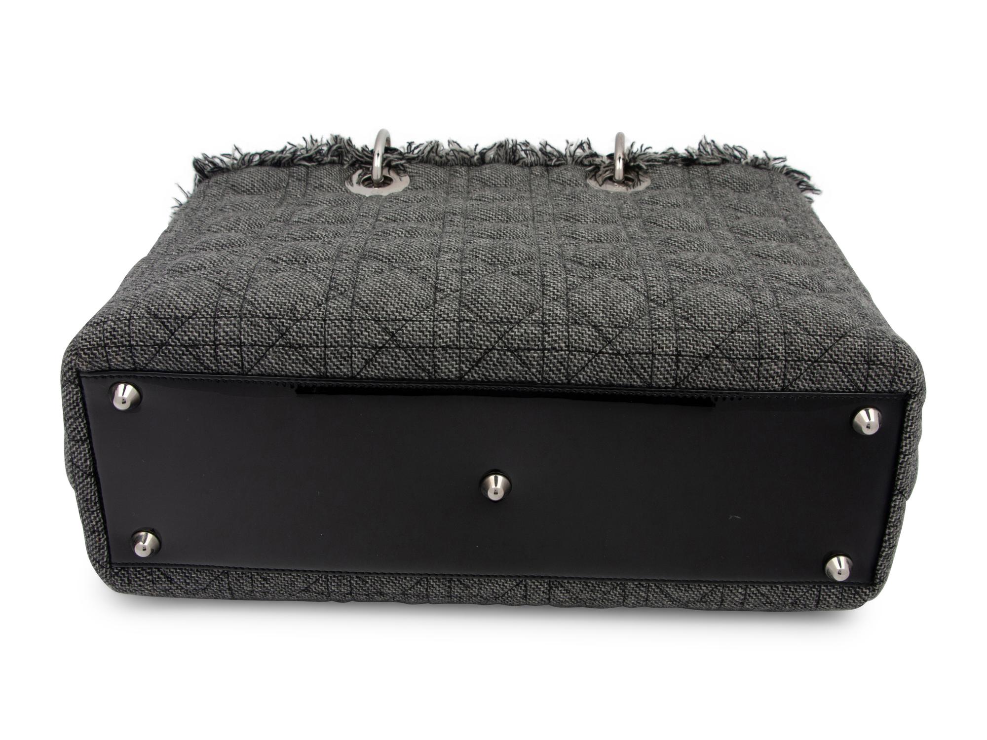 Christian Dior Gray Wool Cannage Medium Lady Dior Bag, 2011
