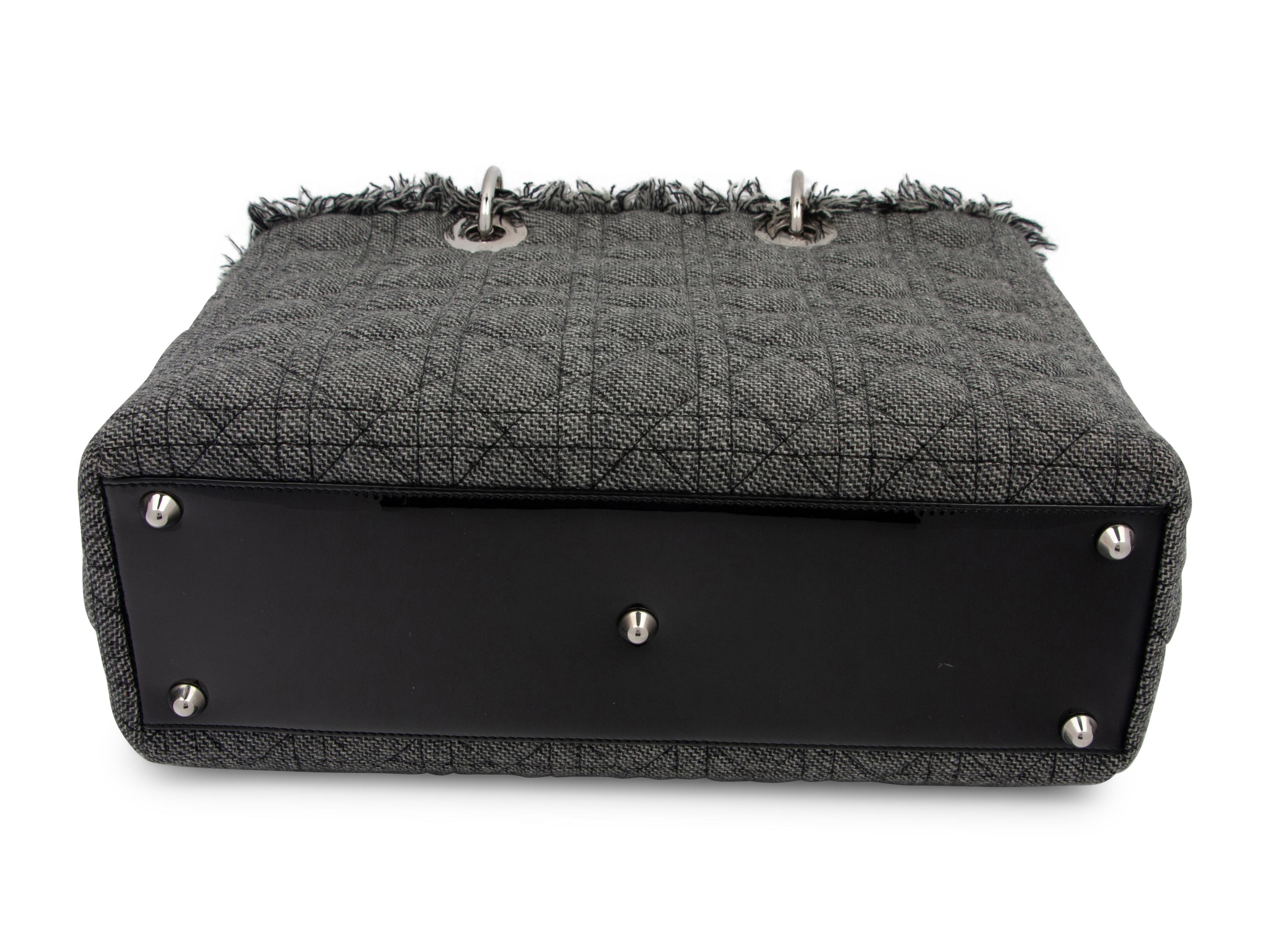 Christian Dior Gray Wool Cannage Medium Lady Dior Bag, 2011