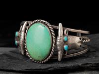 Silver and Turquoise Steer Cuff Bracelet