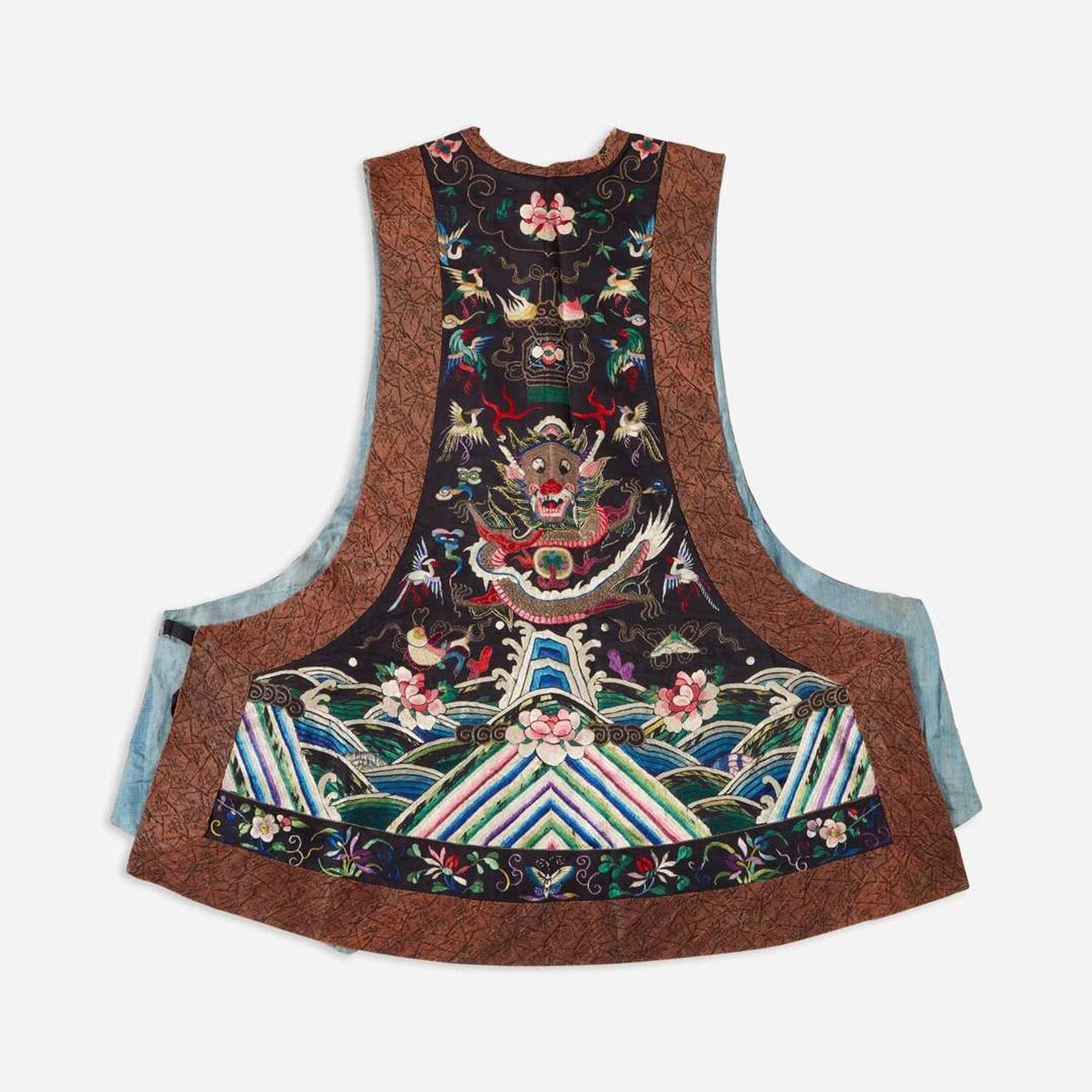 A Chinese silk embroidered lady's vest
