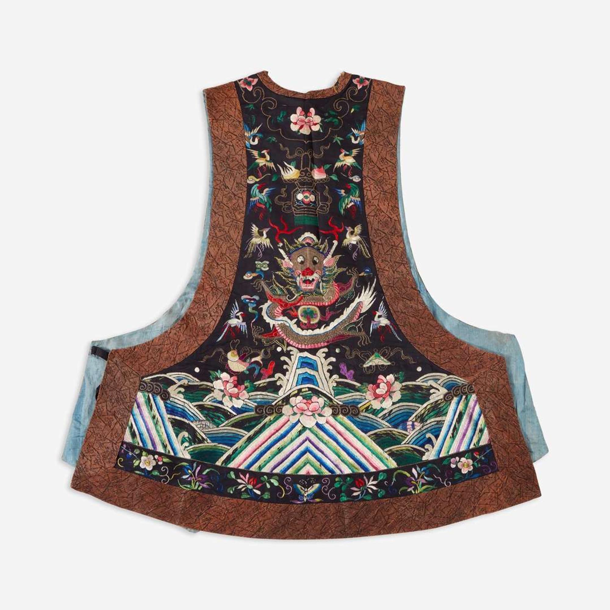 A Chinese silk embroidered lady's vest