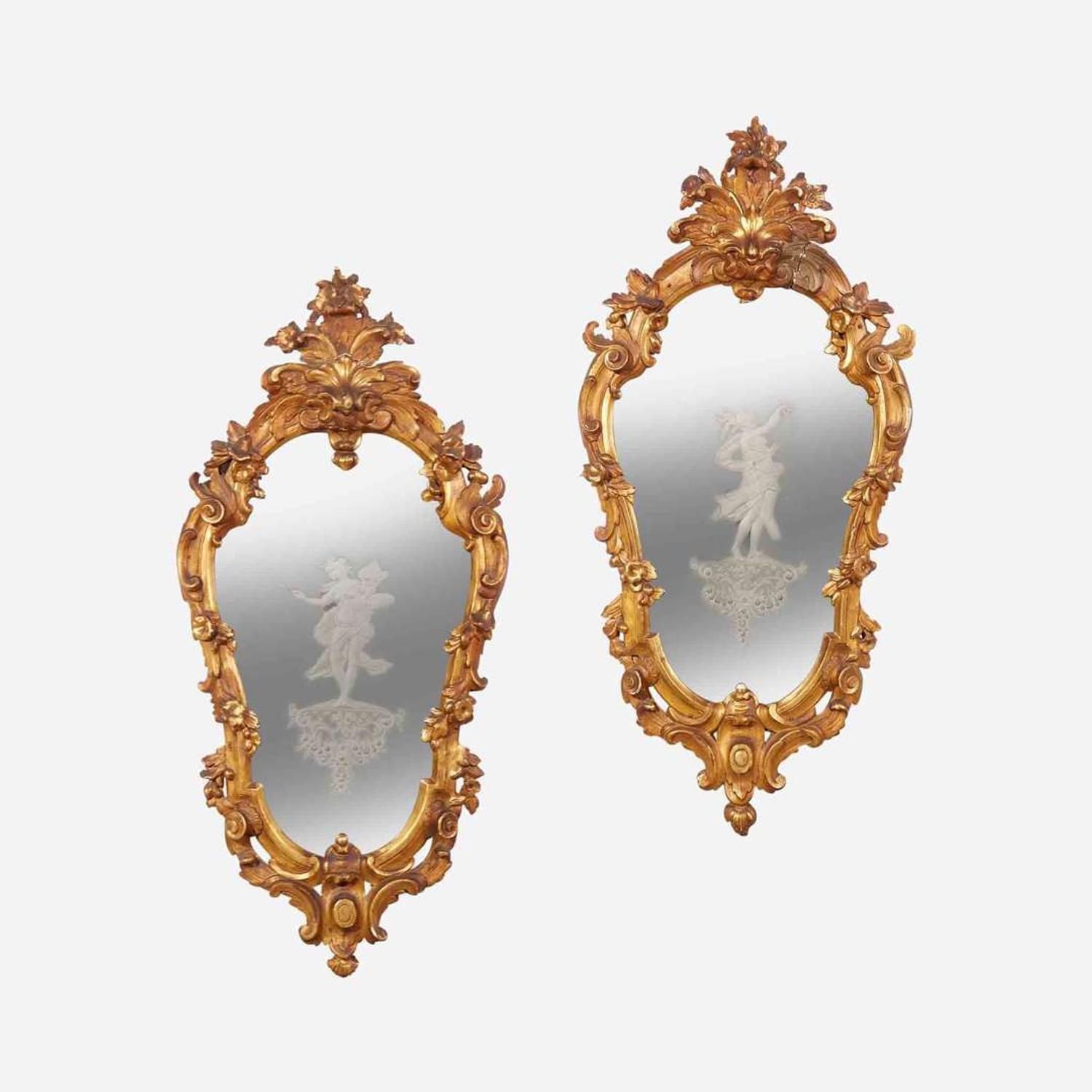 A pair of Venetian giltwood mirrors 18th century