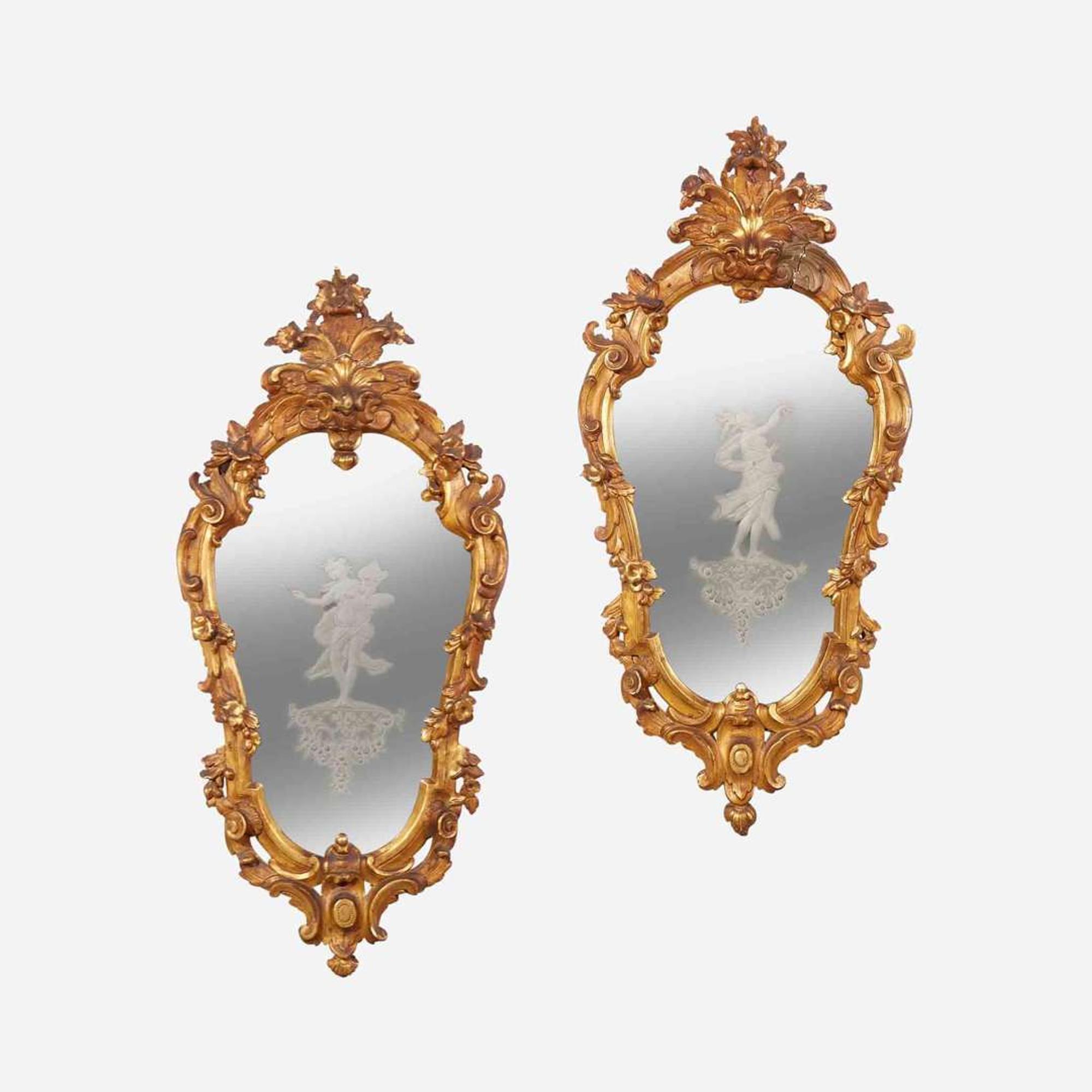 A pair of Venetian giltwood mirrors 18th century