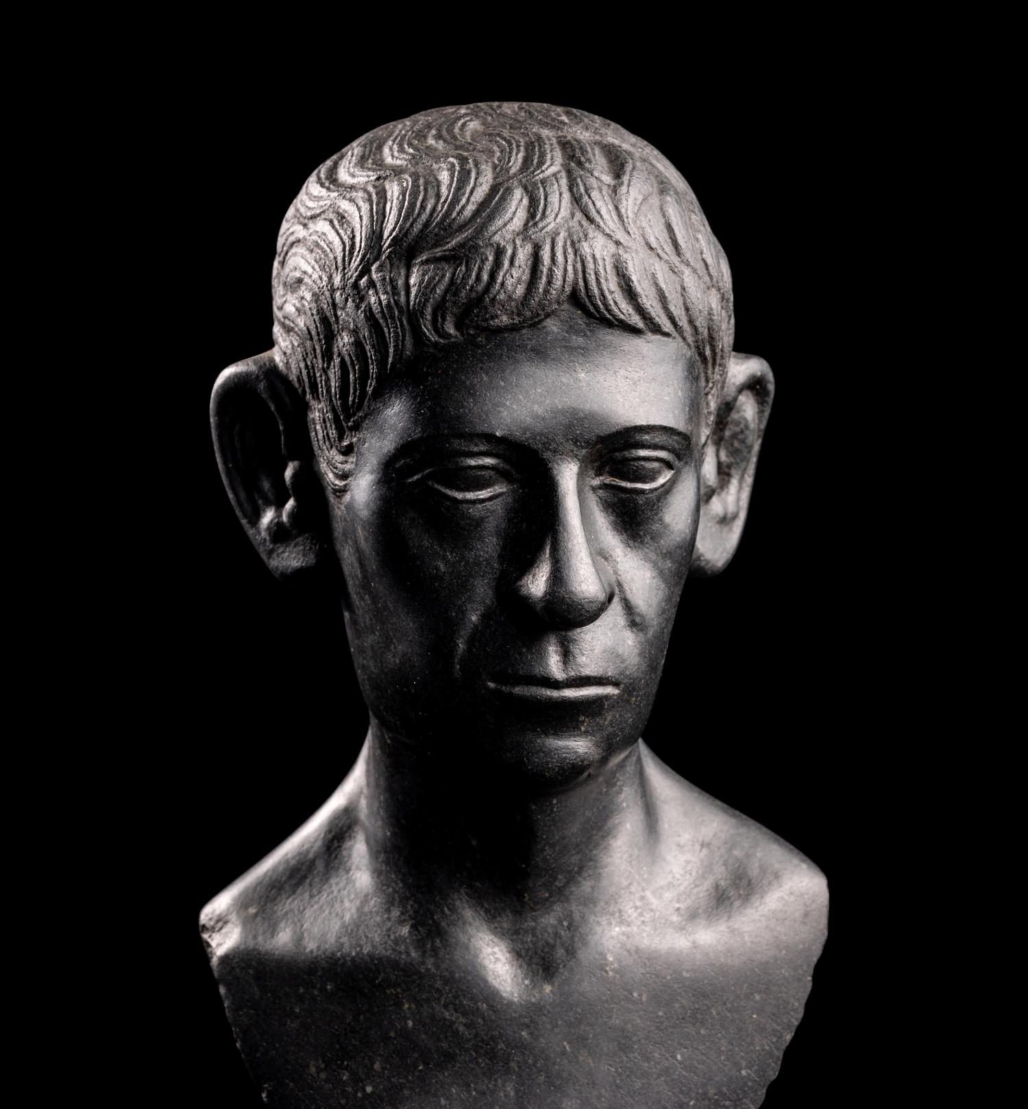 A Romano-Egyptian Black Basalt Male Portrait Bust