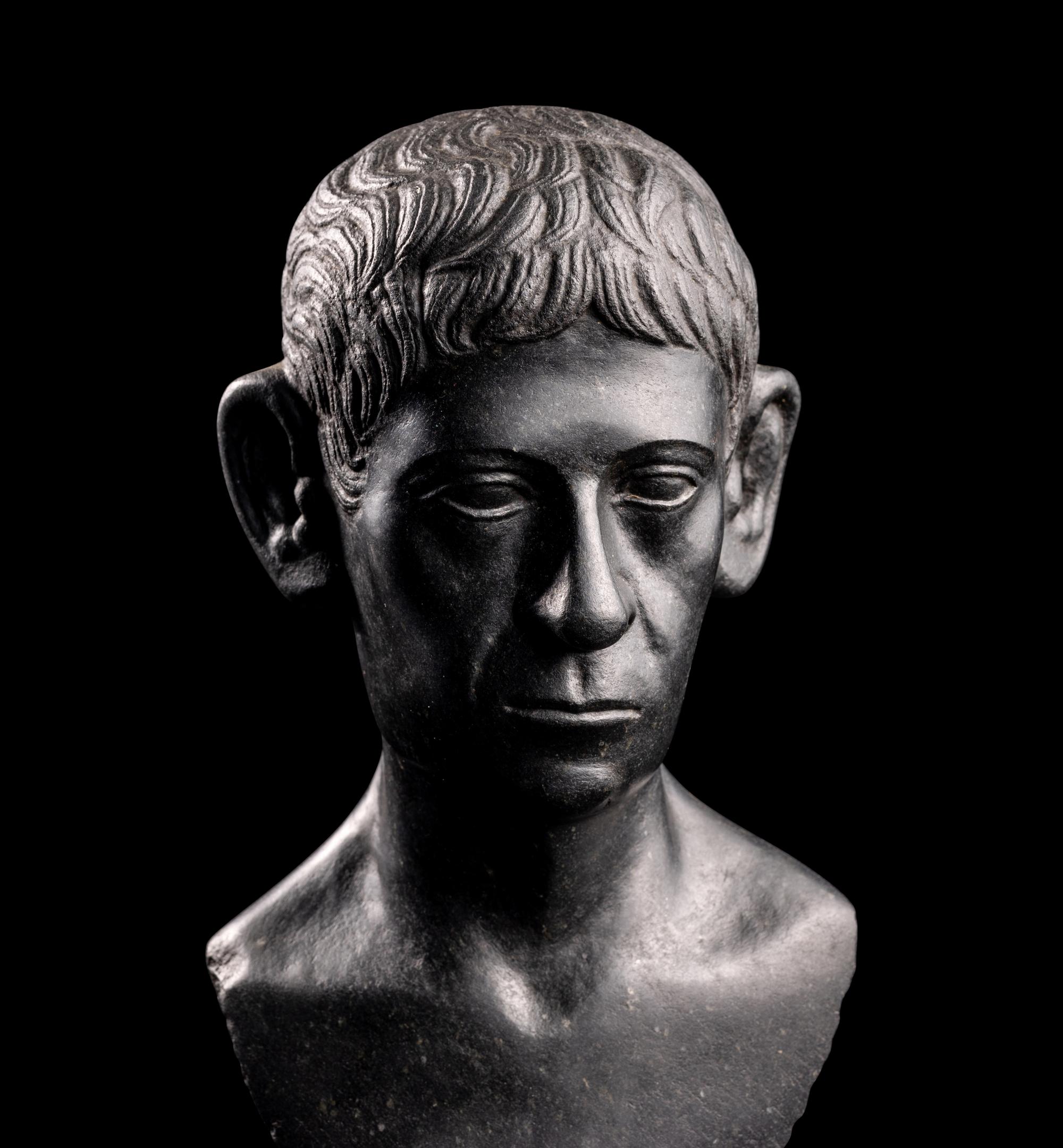 A Romano-Egyptian Black Basalt Male Portrait Bust