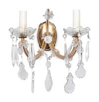 A Set of Four Cased Glass Two-Light Sconces