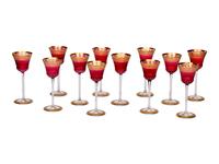 A Set of Twelve Saint Louis Thistle Red Hock Glasses