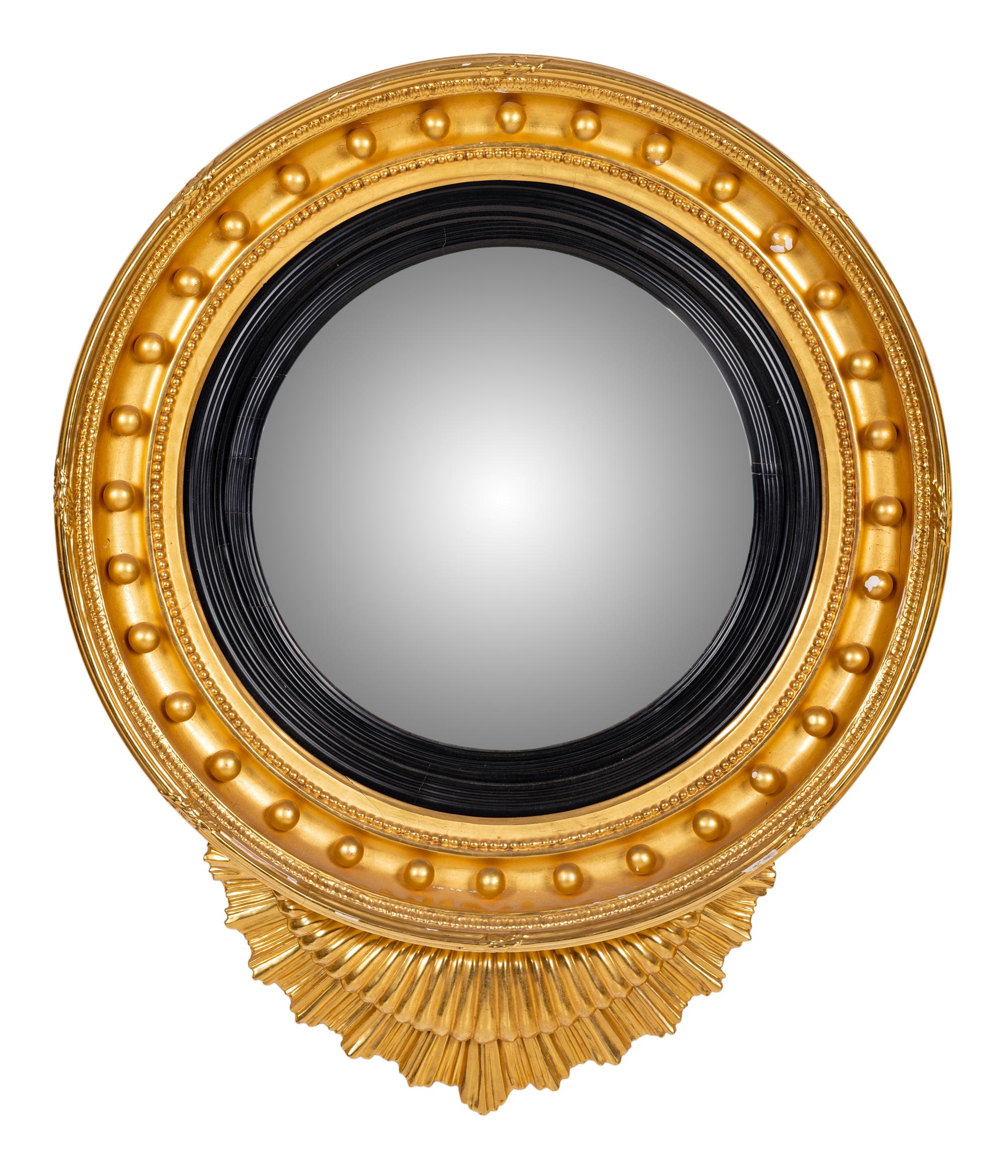 A Regency Style Giltwood Convex Mirror