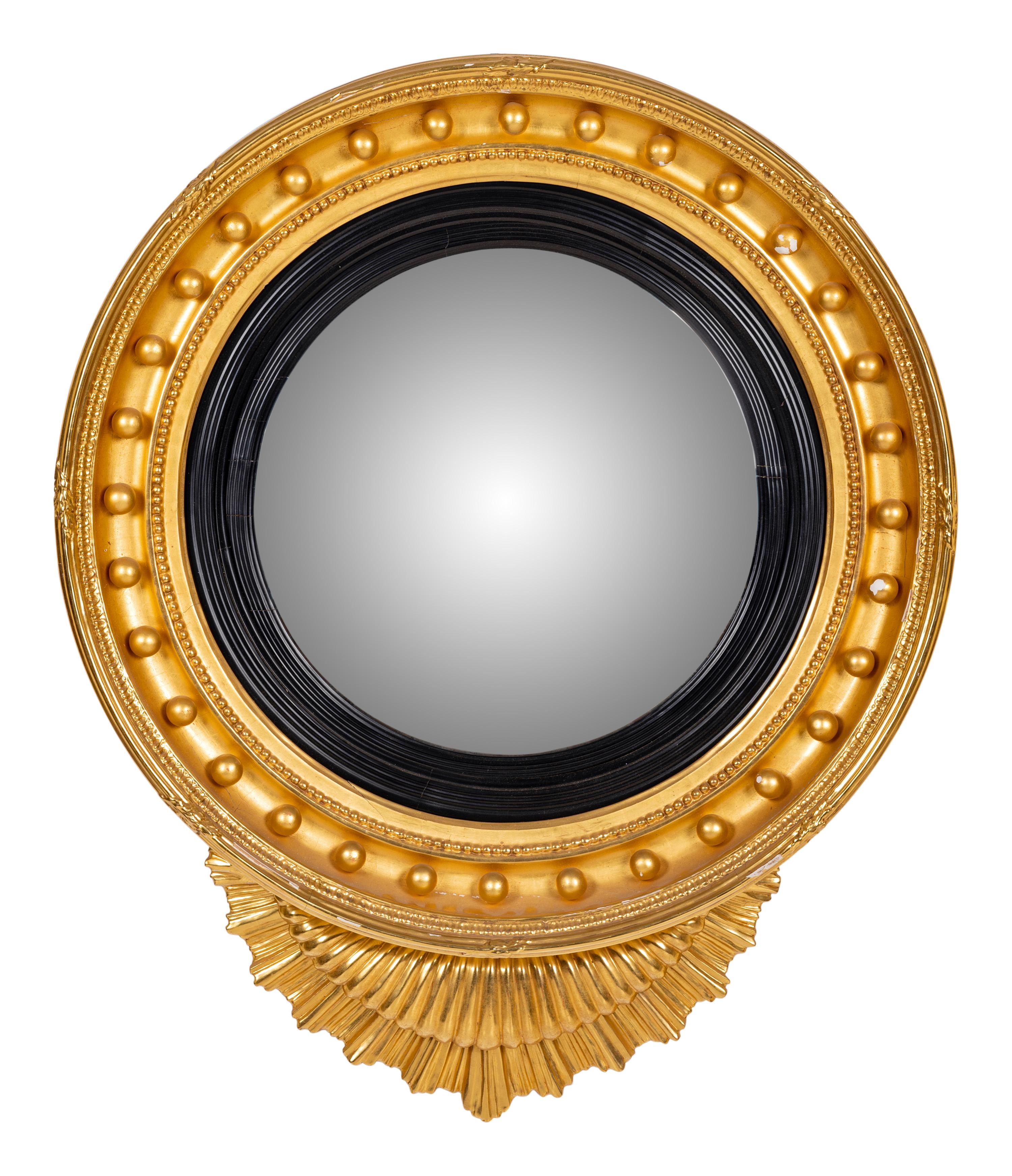 A Regency Style Giltwood Convex Mirror