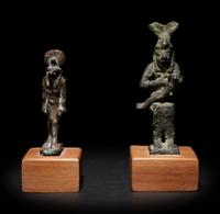 An Egyptian Bronze Anubis and an Egyptian Bronze Isis and Horus