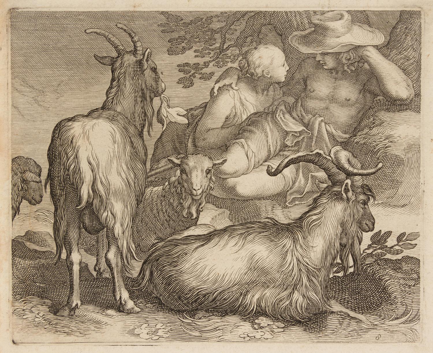 Boetius Adams Bolswert, (Dutch, 1580-1633), Natus Dei, 1632 (6 plates from a portfolio of animals in landscapes after Abraham Bloemaert