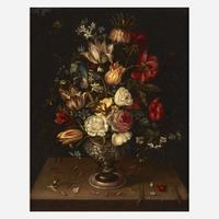 Circle of Frans Francken the Younger (Flemish, 1581–1642) A Still life of Flowers in an Urn on a Ledge; together with a companion