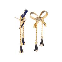 VICTORIAN, ENAMEL, SEED PEARL, AND YELLOW GOLD BOW EARRINGS