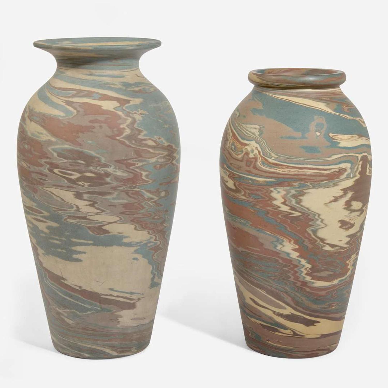 Niloak (American, active 1909-1946) Two Mission Ware Floor Vases, USA, circa 1910s-1920s