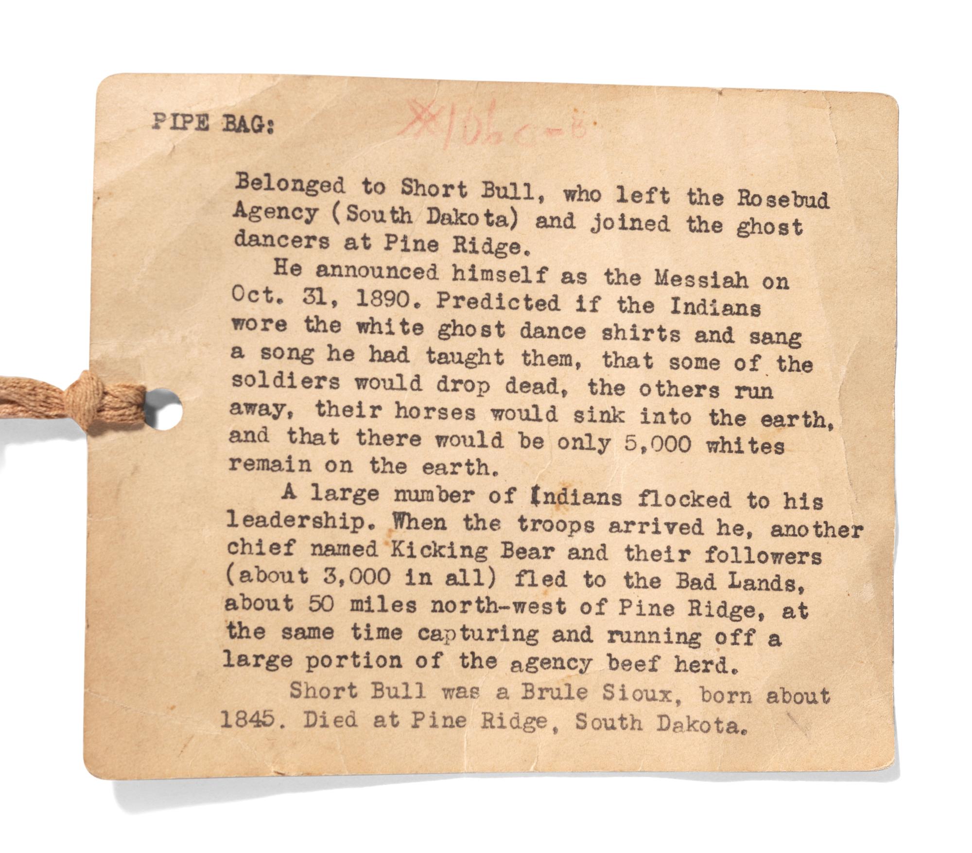 Sioux Beaded Hide Tobacco Bag, with Documentation
