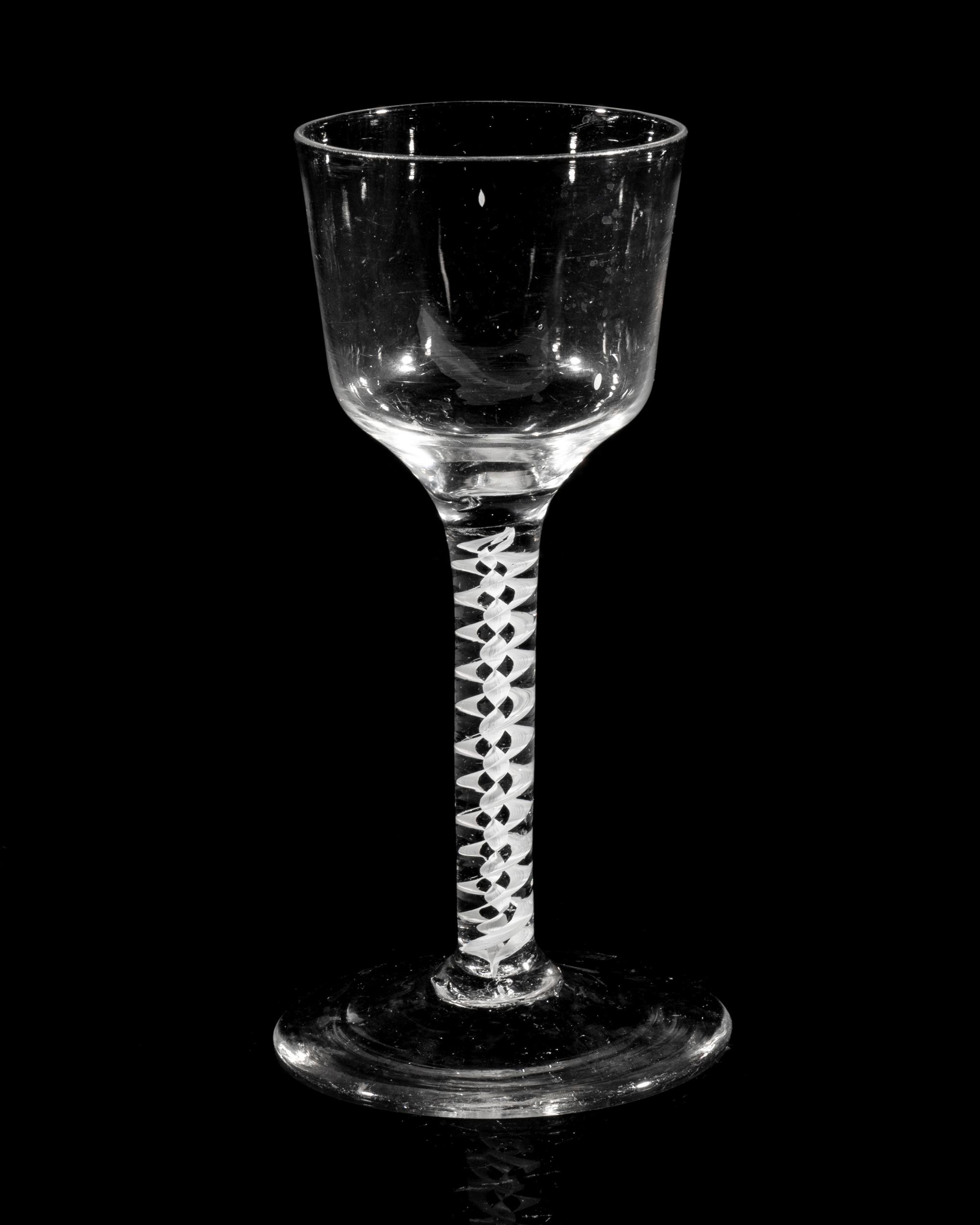 An English Opaque Twist Wine Glass
