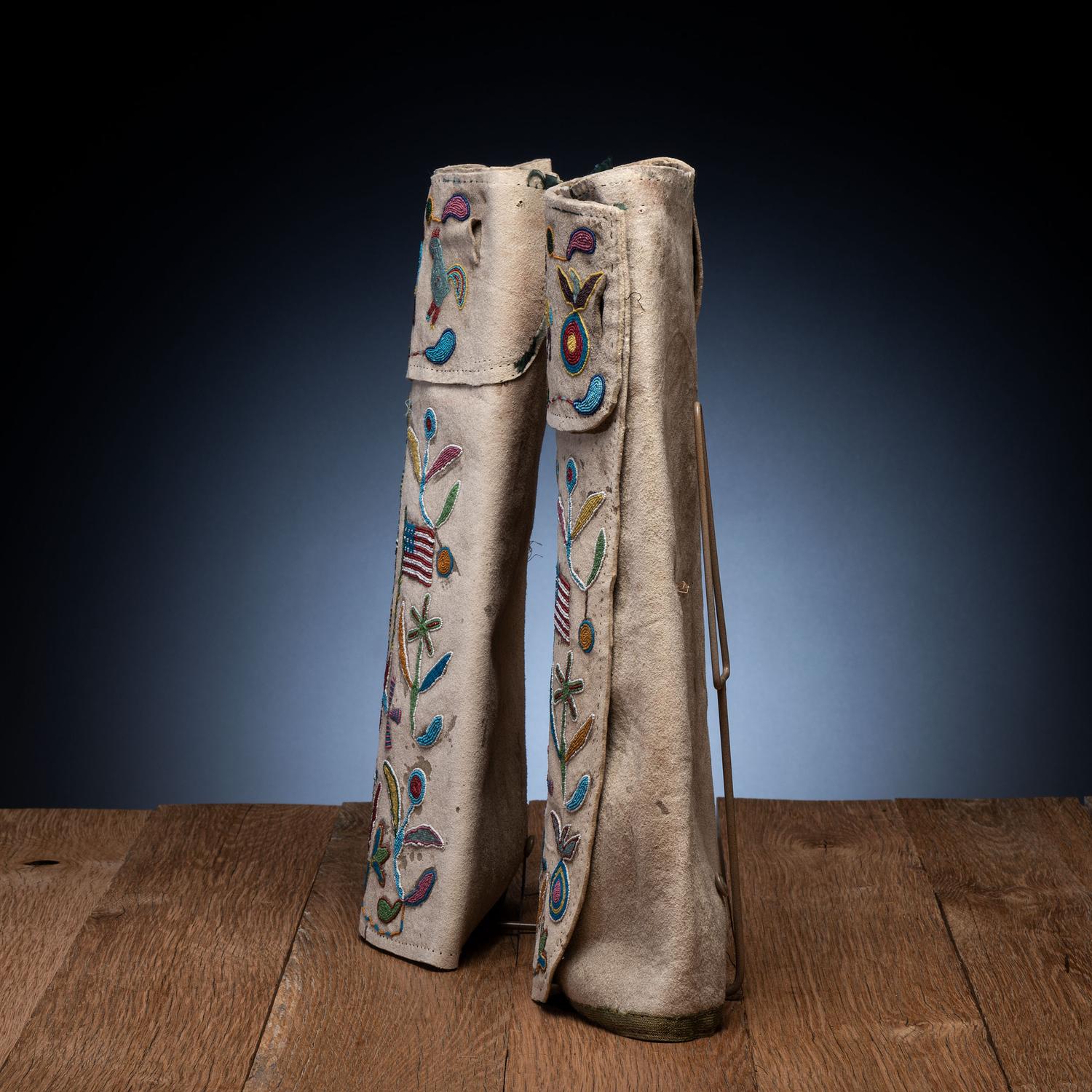 Sioux Beaded Hide Leggings, Pictorial