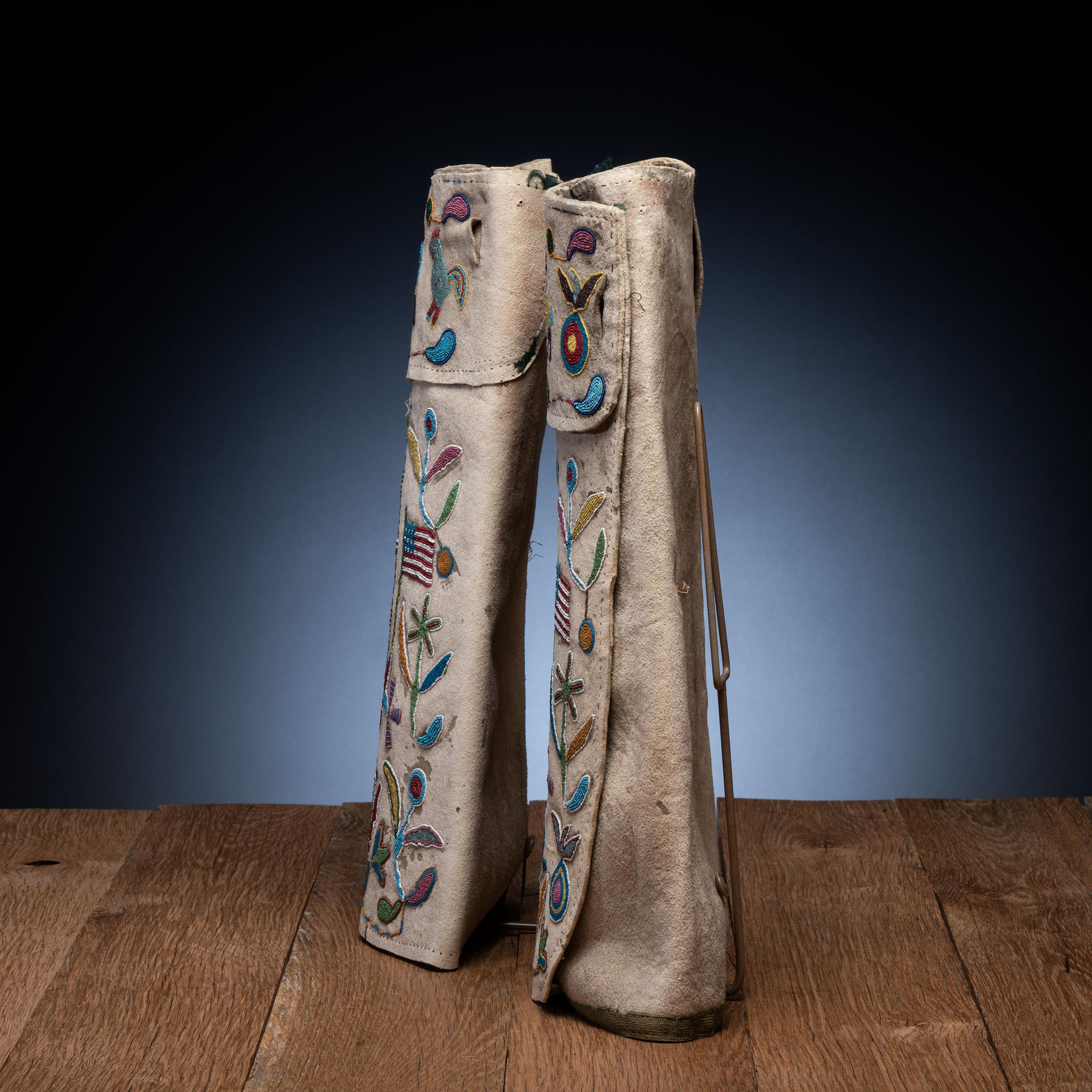 Sioux Beaded Hide Leggings, Pictorial