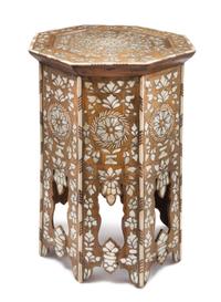 A Syrian Mother-of-Pearl Inlaid Table Height 20 inches. — LATE 19TH CENTURY