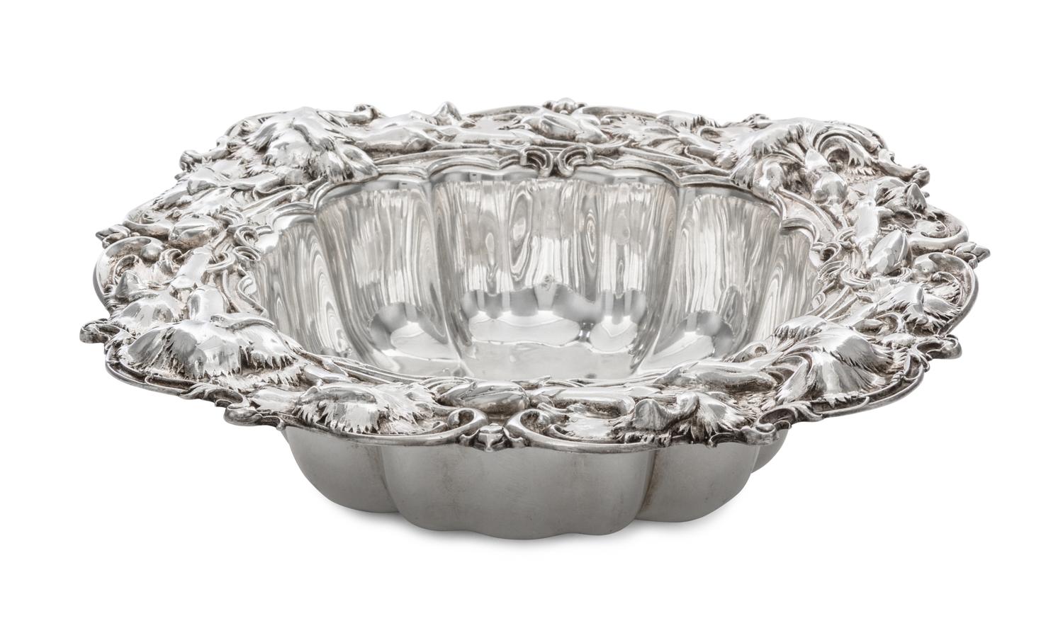 An American Silver Bowl, Whiting Mfg. Co., New York, NY, Circa 1910, of rounded square form with lobed sides, the flat border chased in
