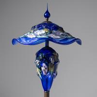 Charles Lotton (American, 1935–2021) — Floor Lamp, 'Caged' Blue with Violet Flowers, 2004